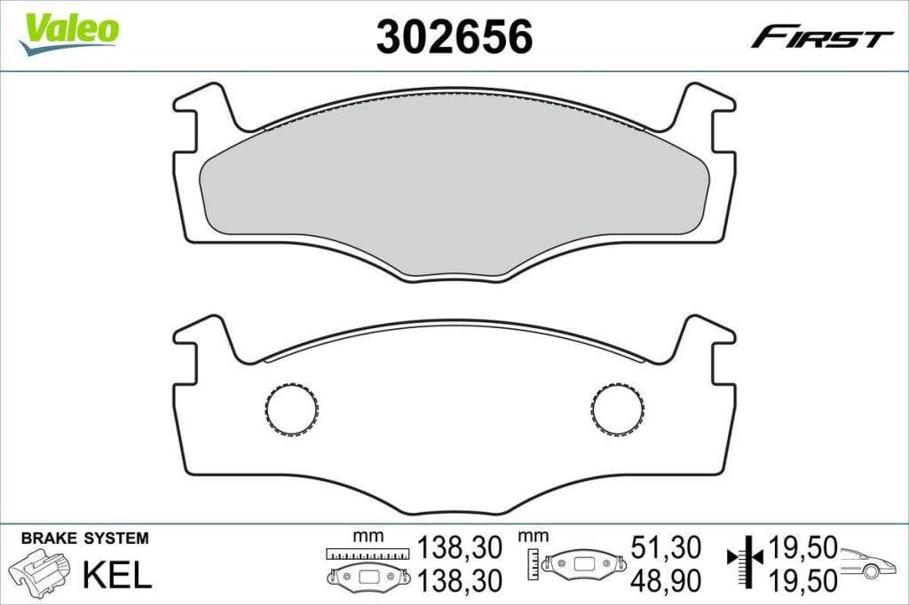 Jeu de 4 plaquettes de frein VALEO ref. 302656